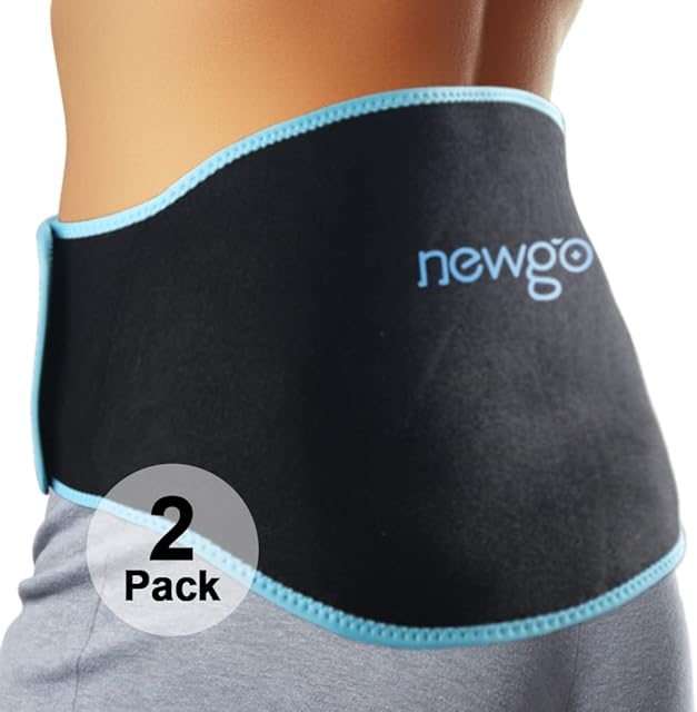 NEWGO Ice Pack for Back Pain Hot Cold Compress Lower Back Ice Wrap with 2PCS Gel Packs for Back Injuries, Sciatica, Muscle Pain, Bruises, Post Surgery
