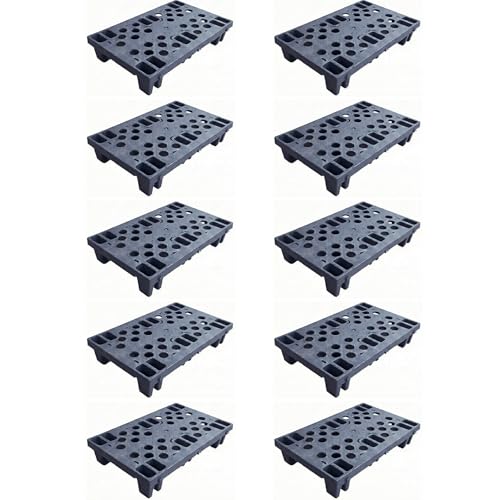 Heavy Duty Plastic Floor Pallets, Grey Interlocking Storage Platforms with Breathable Grid Design,...