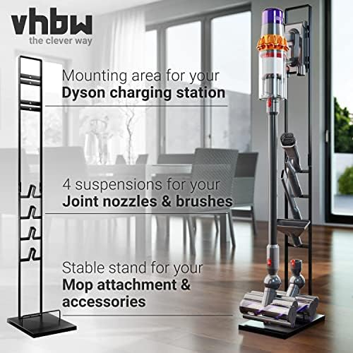 vhbw Stojak jako stabilny uchwyt, akcesoria do odkurzacza akumulatorowego Dyson V15 Detect Absolute, Detect Complete V12 slim, V11, V10, V8, V7, V6, z uchwytem na mopa, ciemnoszary