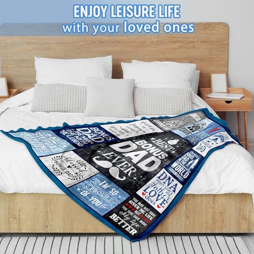 Bestbonusdadgiftsstepdadgiftsfromdaughtersongiftsforbonusdadsfromkidssteppedupdadbirthdaychristmasfathersdaythrowblanketgifts60x50 Urban Country Home Decor Best bonus dad gifts step dad gifts from daughter son gifts for bonus dads from kids stepped up dad birthday christmas fathers day throw blanket gifts 60×50 urban country home decor