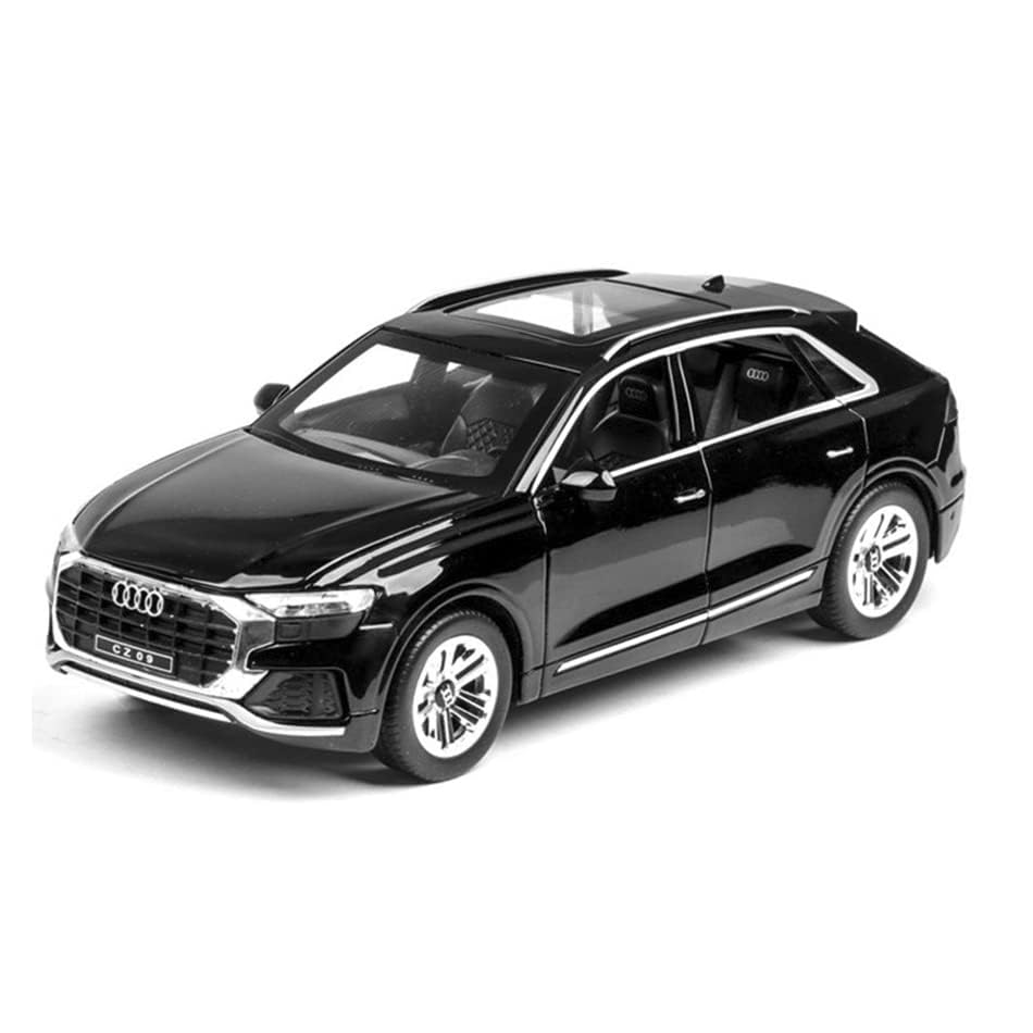 Image of Diecast Audi Q8 Toy Car Scale Model,Pull Back Vehicles Alloy Simulation Supercar with Lights and Sound Also for Car Dashboard,Kids,Adult (Black)