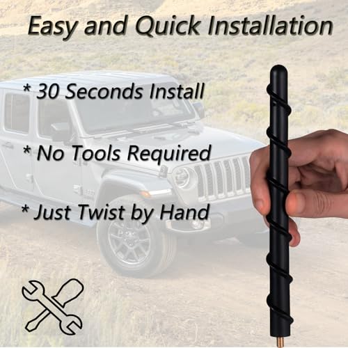 Image of Antenna Compatible with Jeep Wrangler All Models 2007-2026 & Jeep Gladiator 2020-2026, Internal Copper Coil for Enhanced Reception, 7 inches Rubber Antenna Replacement Accessories