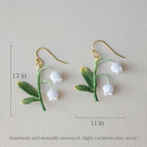 Handmade Lily of the Valley Earrings – Micro Crochet Floral Drop Earrings, Lightweight Jewelry Spring Nature-Inspired Gift for Women4