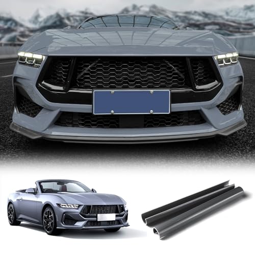 Image of KUNGKIC For 2024 2025 Mustang Grill Inserts Trims ABS V Brace Stripes Wrap Covers Exterior Car Accessories (Black)