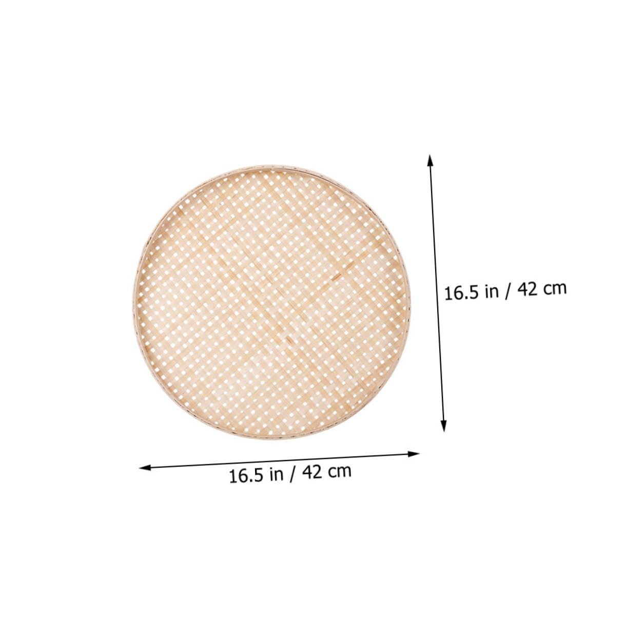 Setaccio Rotondo in Bambù Intrecciato 2 Pezzi, Beige