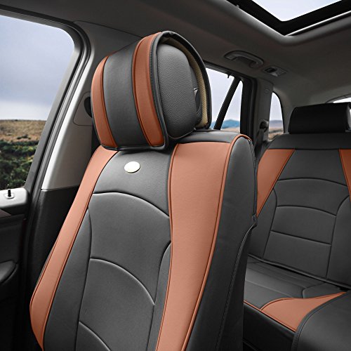 Image of FH Group Car Seat Cover Cushion - 2 Pack Seat Covers for Cars Trucks SUV,) Faux Leather Car Seat Cushions, Waterproof Car Seat Cover Cushion, Universal Fit Car Seat protector Front Set Brown