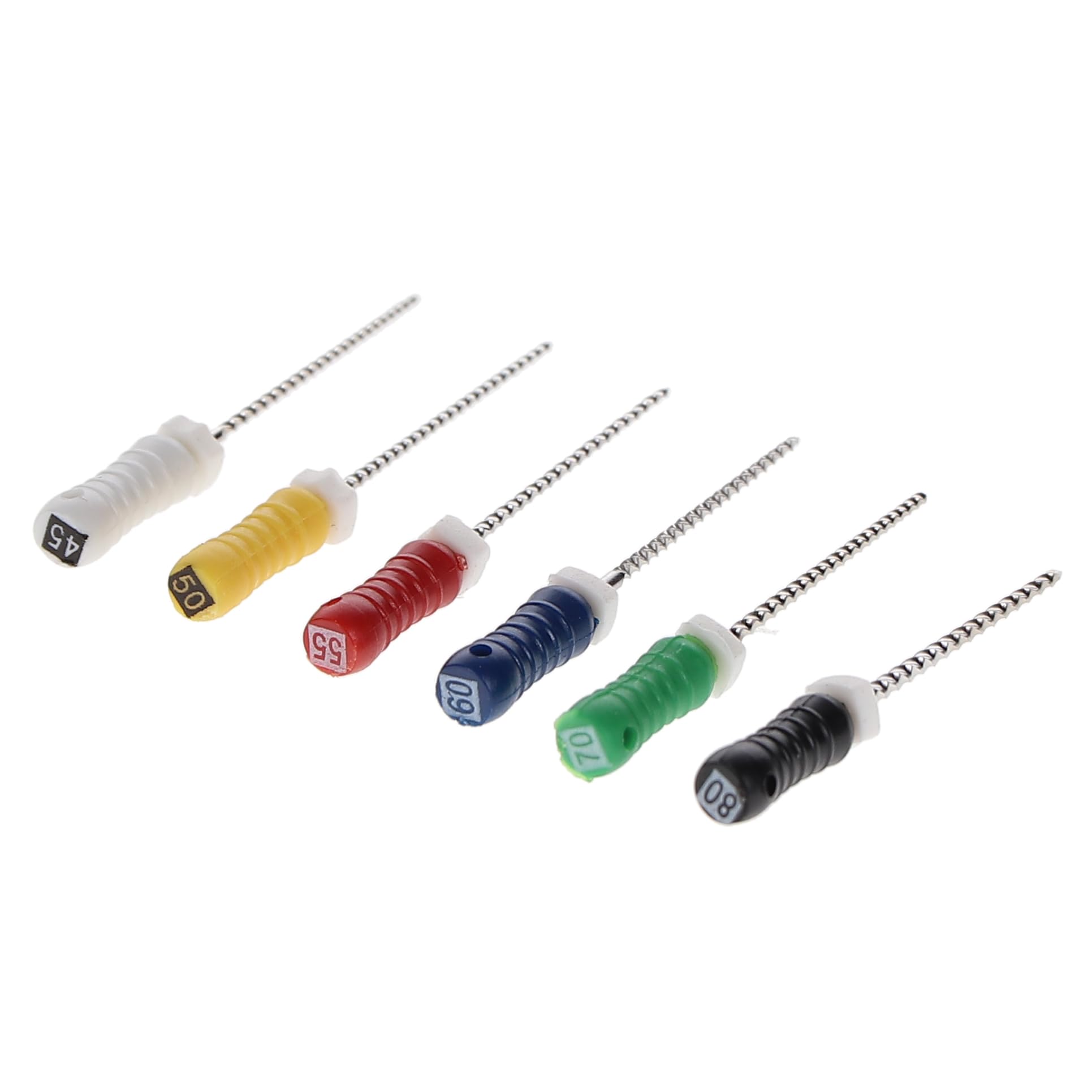 House Brand Dentistry 400210 HSB K-Files Flex-Type 21mm #45-80 Assorted Stainless Steel 6/Pk