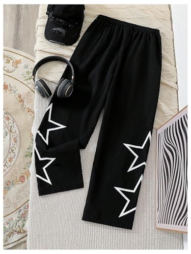 GORGLITTER Boy's Cargo Pants Joggers Star Graphic Print Baggy Pant Drawstring Waist Straight Leg Pants2