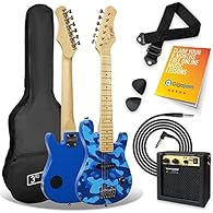 JUNIOR GUITAR BUNDLE – This right-handed junior electric guitar bundle has everything a child needs to start their Rock & Roll journey! A lightweight carry bag, picks, guitar strap, 5W mini amplifier with carry strap and lead GUITAR FOR KIDS – Design...