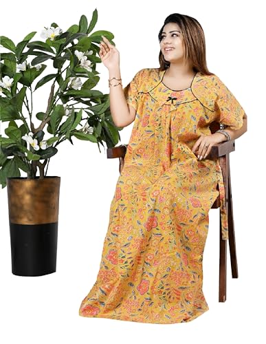 Image of Bejod's Collection Women Pure Cotton Nighty Combo Pack | Full Length Floral Printed Cotton Nighty Maxi | Soft & Breathable Night Dress for Women L to 4XL