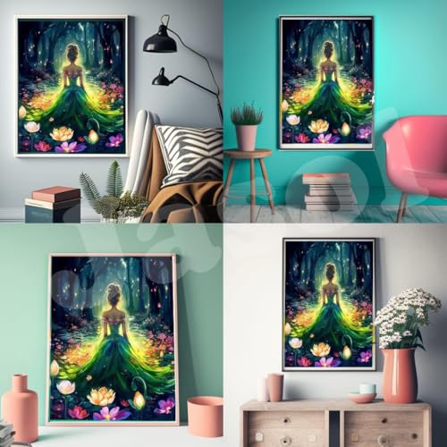 Image of Jasol Diamond Painting Kit, 40x30 Cms, Full Drill, 5D Crystals, Home Wall Decor Gift Set (Fire Fly Girl M45615)