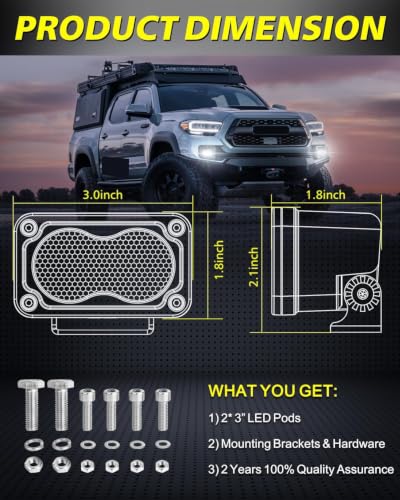 Image of Diffused LED Pods, AKD Part 2Pcs 3 inch 40W CREE LED Auxiliary Work Light Pods Scene Lights Ditch Camper Fishing Area Lights for Trucks Pickup Camper Tractor Trailer UTV SUV Boat