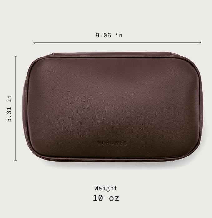 Leather Tech Organizer Nordweg NWA05 - Handcrafted Full-Grain Electronics Travel Case – Premium Leather Pouch for Cables, Chargers & Accessories – Essential Gift for Men & Women, Work & Travel - Brown3