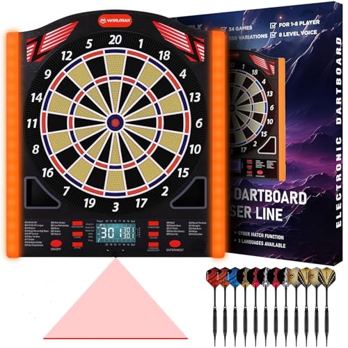 WIN.MAX Elektronische Dartscheibe Profi Set mit Laser Throw/Toe Line Marker mit Deutsche...