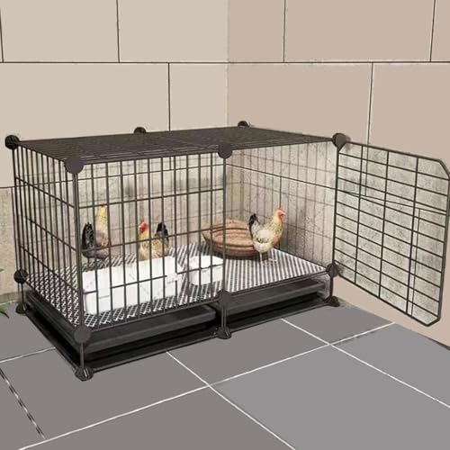 鶏小屋 ウォークイン 鉄製 鶏用ケージ 引き出し式トレイ設計 底部メッシュパッド 小動物ケージ 6サイズ 組み立てが簡単 屋内でも屋外でも使用可能(75*49*46CM)