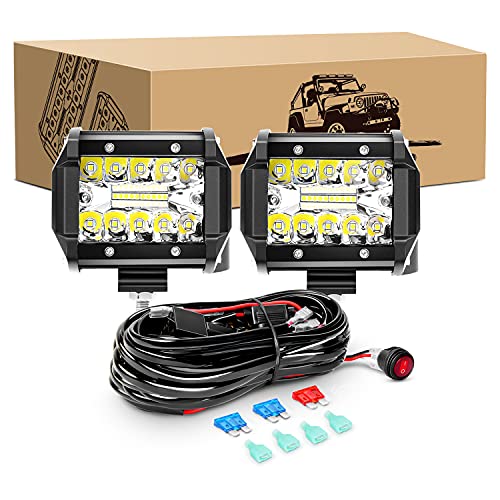 GOOACC 2 barres LED 60W 4 po triple rangée inondation/brouillard + harnais