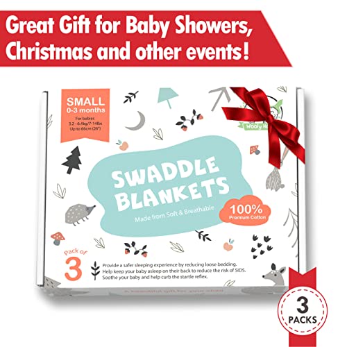 Wooly Heroes Newborn Swaddle Blankets ~ 100% Cotton Baby Swaddles 0-3 Months ~ Easy To Use Newborn Sleep Sacks With A Leg Pocket And Adjustable Straps - Swaddle Sack For Baby Boys & Girls - Pack Of 3 #TOP5