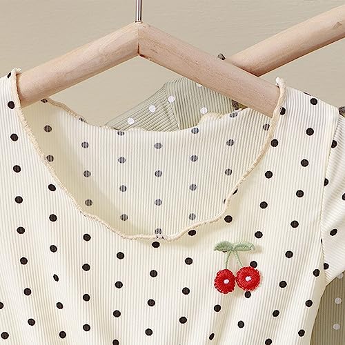 Short Sleeve Dresses for Kids Girls Round Neck Cherry Printed Polka Dot Casual Dress Toddler Girls Cute Stylish Outfts2