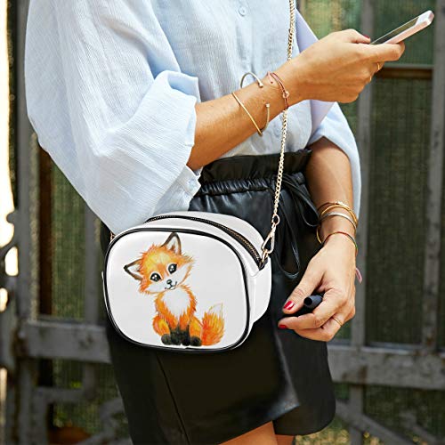 ALAZA PU Leather Small Crossbody Bag Purse Wallet Cute Little Fox Animal Print Cell Phone Bags with Adjustable Chain Strap & Multi Pocket3