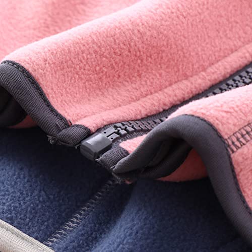 Kids Fall Jacket Toddler Boys Girls Long Sleeve Winter Solid Fleece Zipper Coat Jacket Thicken Warm (Pink, 3-4 Years)4