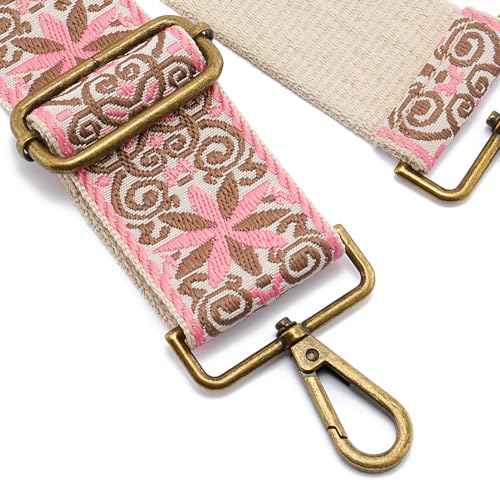 Image of ZOOEASS Bronze Buckles Purse Strap, 2 inch Wide Crossbody Handbag Strap Adjustable Replacement Shoulder Strap Vintage Embroidery