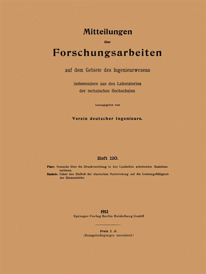 Mitteilungen über Forschungsarbeiten auf dem Gebiete des Ingenieurwesens (German Edition)