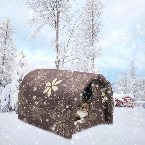 Whiwhi Katzenhaus Für Draußen Winterfest Wasserdicht Und Warm Hundehöhle Waschbar Wetterfest Katzenhöhle Tierheim Für Streuner Haustiere 60x43x40cm