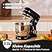 Kitchen in the box Kompakte Küchenmaschine 3,5 L, Rührmaschine & Knetmaschine mit 10 Geschwindigkeiten, Leichte Teigmaschine mit Knethaken, Rührhaken & Schneebesen, ideal für kleine Küchen,Schwarz