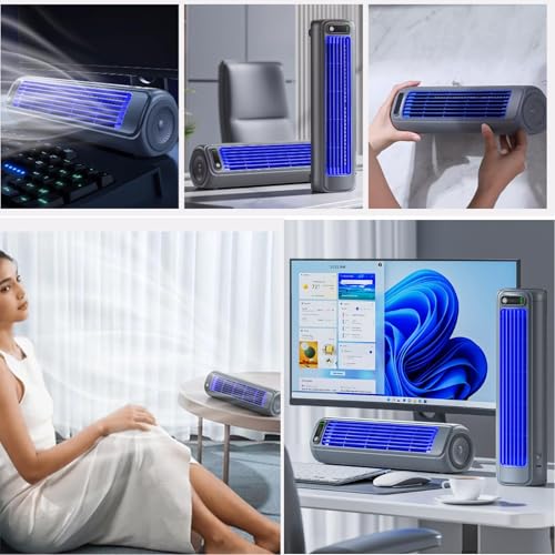 Ventilador de aire acondicionado, ventilador inalámbrico portátil, enfriador de aire para habitación, patio, oficina, interior, con 3 velocidades y pantalla táctil LED