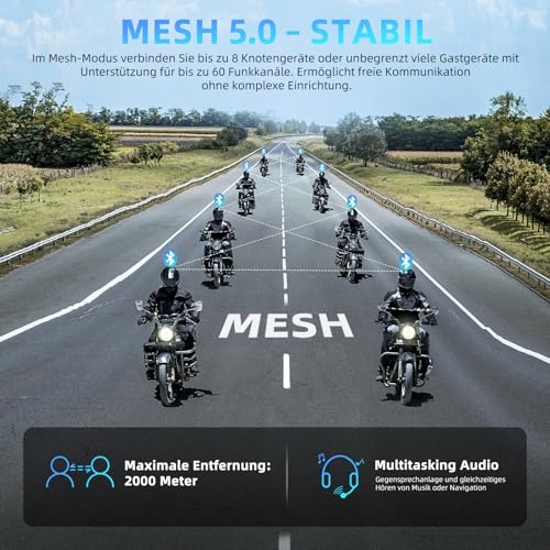 Intercom de moto en maille X6S pour casque audio multitâche avec double puce