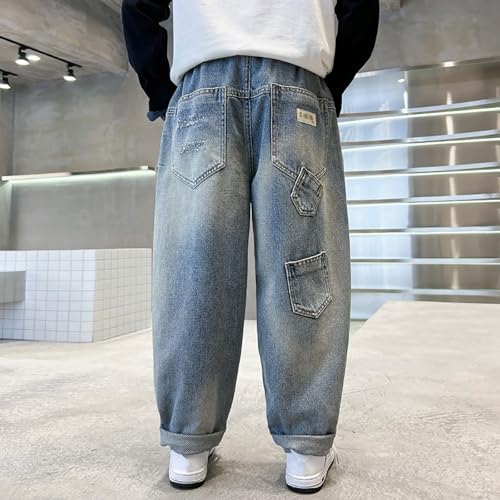 Boys Casual Loose Fit Pants for Active Play Comfortable Everyday Wear Versatile Denim Bottoms Trendy StreetStyle2