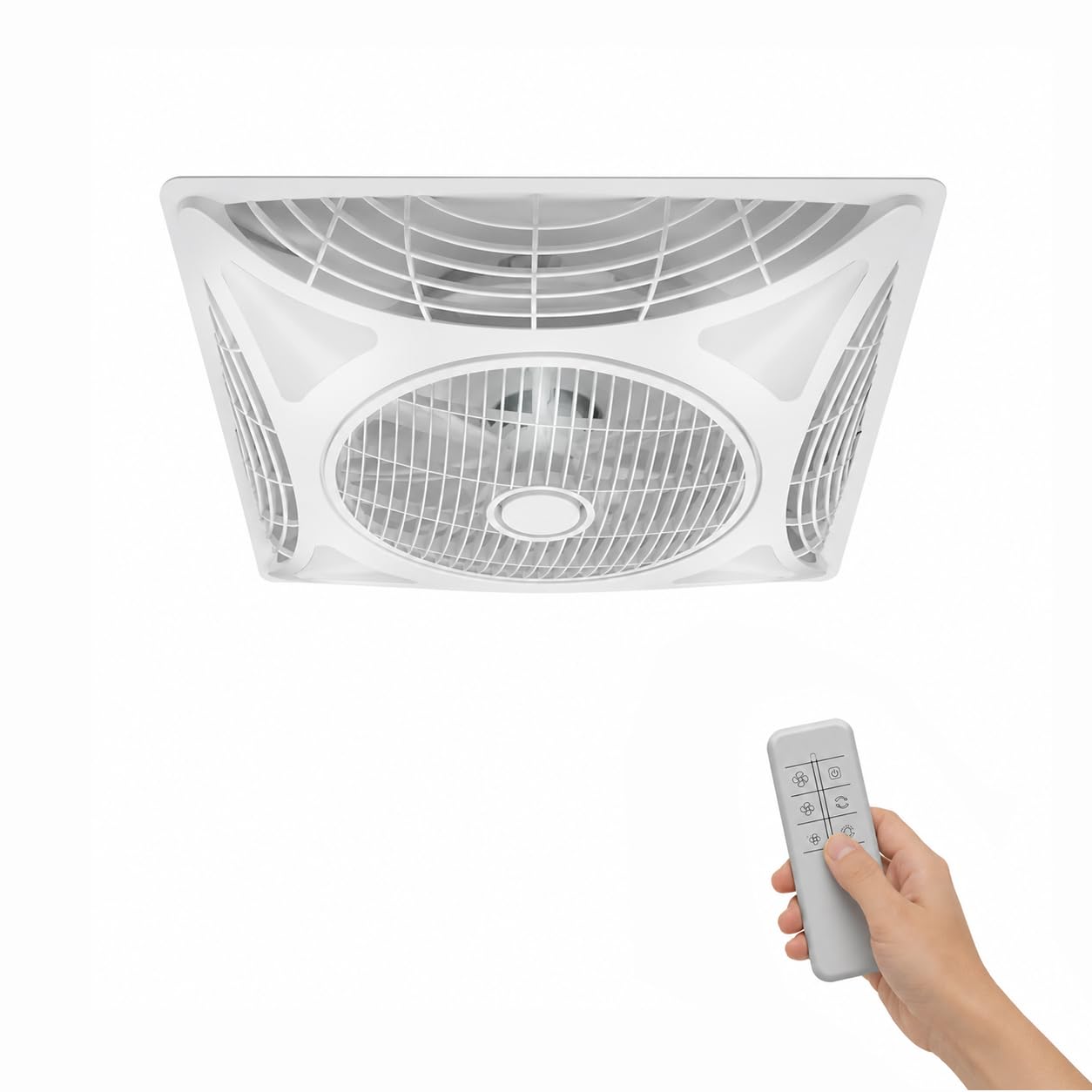 IluminaShop - Ventilador de Techo LED Strong, 6000K,Control Remoto, Motor DC + Luz 68W, Silencioso, 3Velocidades, Rejilla Rotativa, Recirculación de Aire,Ideal Oficinas, locales comerciales
