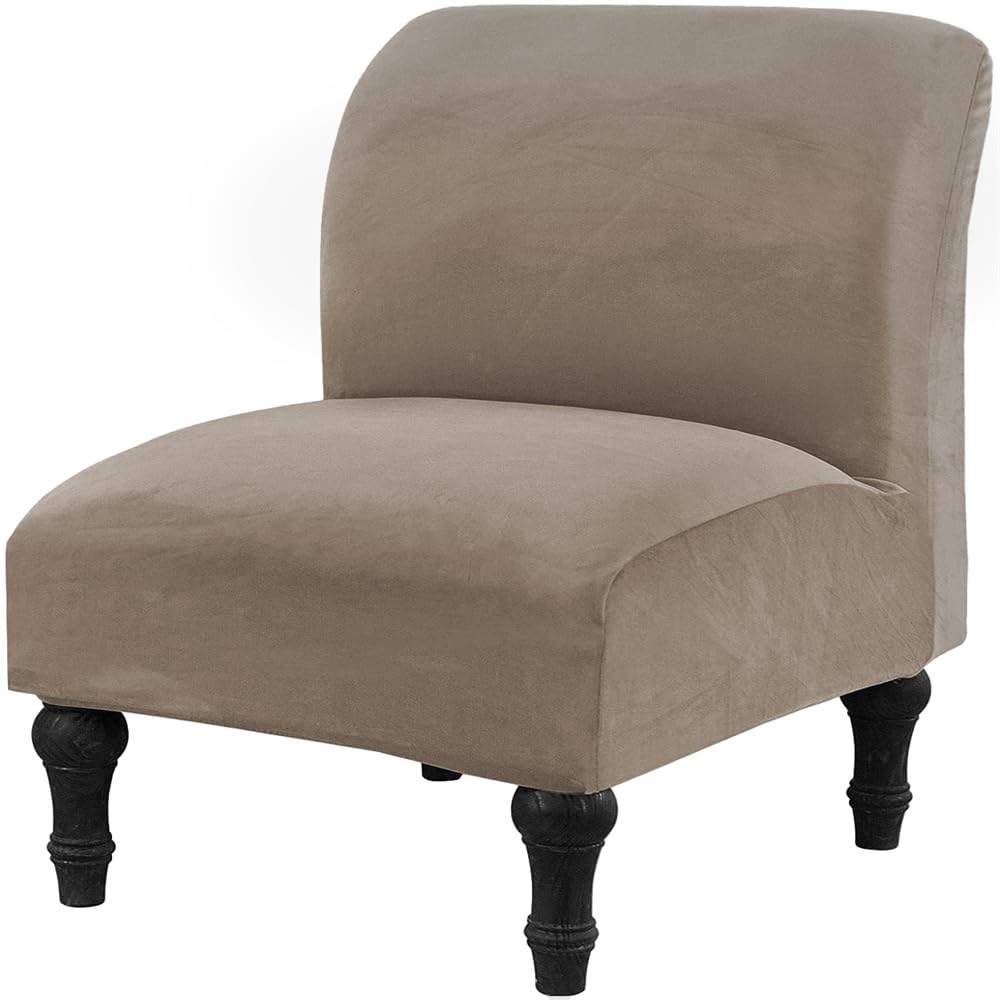 Funda para sillón sin brazos de terciopelo grueso antideslizante lavable color tapue VZXATYOP
