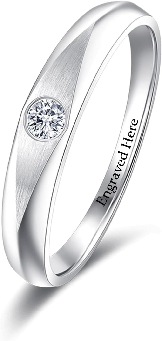 DIYA Personalized Moissanite Wedding Sets for Women Moissanite Engagement Ring Sets Engraved Matching Custom Wedding Ring Sets Gift for Anniversary Birthday Valentines Day Girlfriend Wife Size 4-14