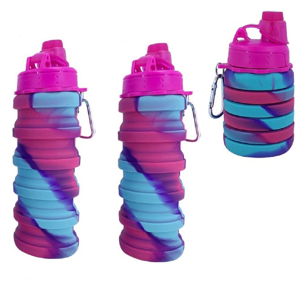 Faltbarer Sport-Wasserbecher Aus Silikon In Lebensmittelqualität,Tragbarer Einziehbarer Reisebecher Wasserflasche Mit Haken,für Yoga,Fahrrad,auslaufsicher,leicht Zu Reinigen-Threaded cap-red||2pcs