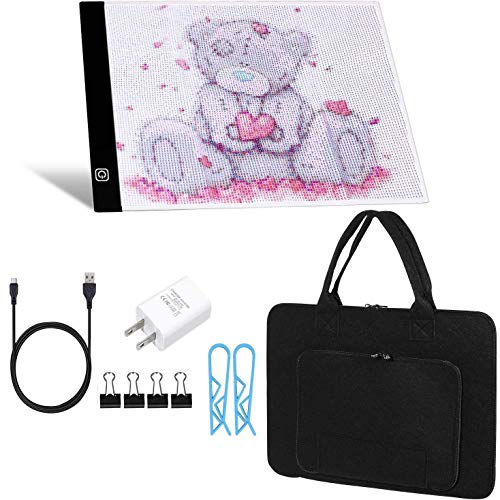 A4 LED Light Pad with USB Cable, USB Wall Charger, Polyester Felt H