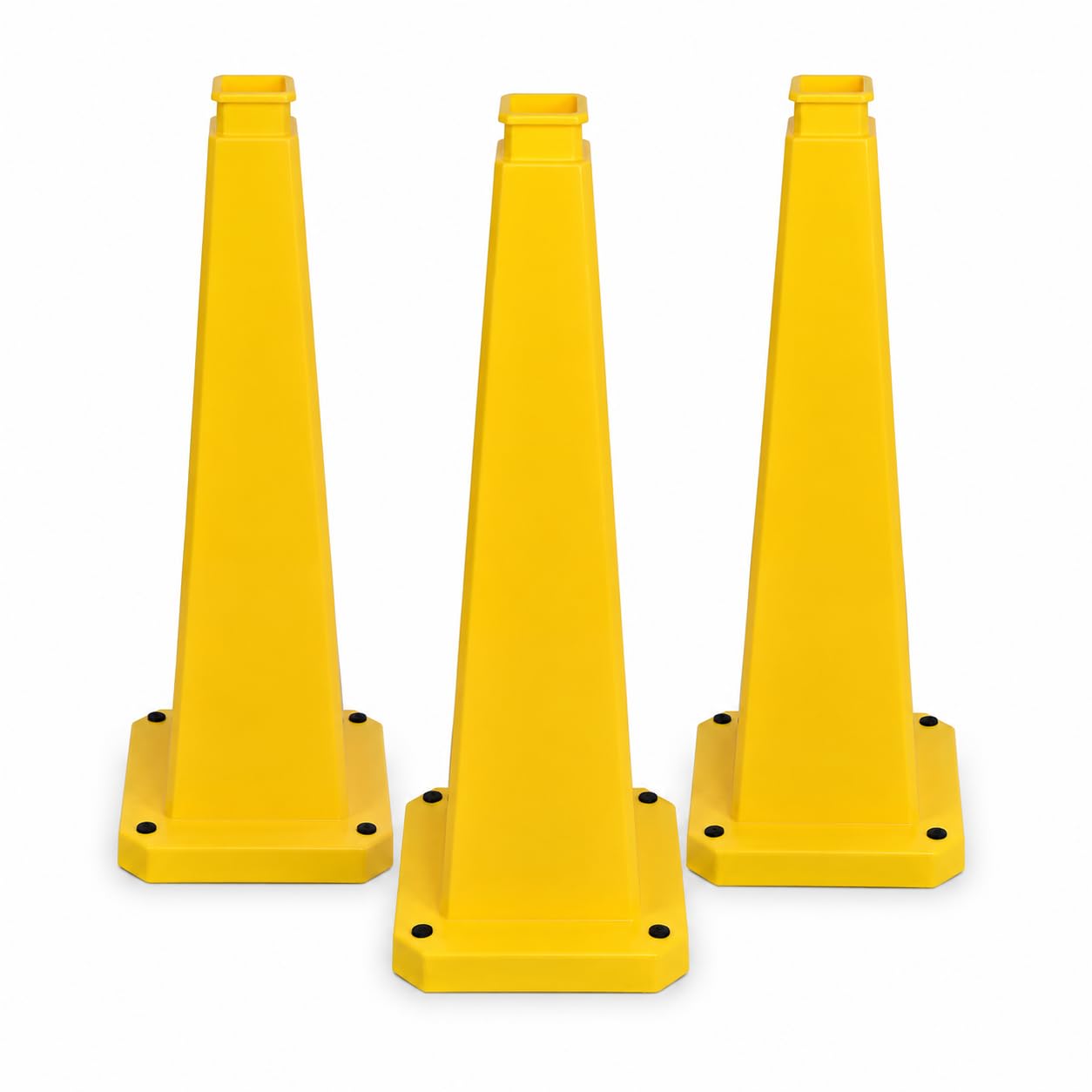Cône de Sécurité, 71 cm, Cône de Signalisation Lourd avec Base Lestée, Haute Stabilité pour Parkings, Chantiers et Événements, sans Impression (3, Jaune)