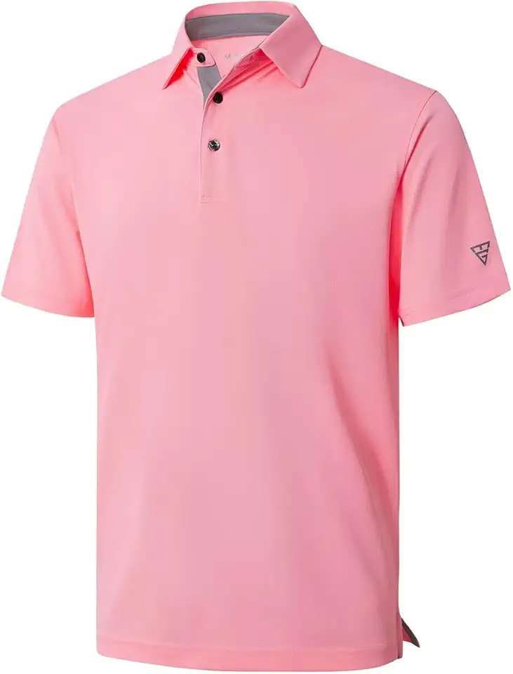 M MAELREG Mens Golf Shirt Short and Long Sleeve Moisture Wicking Dry Fit Performance Solid Casual Pique Golf Polo Shirts for Men