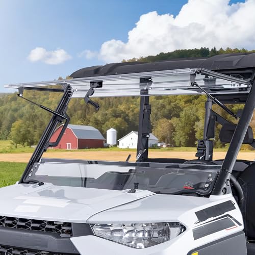 KEMIMOTO 3-IN-1 Flip Windshield Compatible with Polaris Ranger XP 1000/Crew 2017-2026 Polaris Ranger 1000/Crew 2020-2026(Fit Grab bar and Center Console)