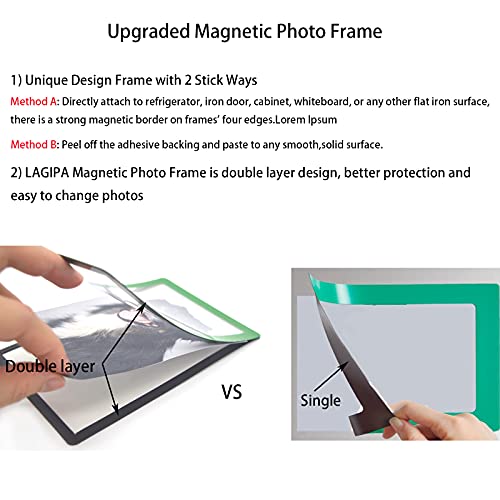 Lagipa 8 Pack 4X6 Magnetic Picture Frames Photo Frame, Magnetic Display Frame Photo Pocket Sleeve For Refrigerator Home Office Wall, Fridge Magnet, Magnet & Self-Adhesive 2 Stick Ways #TOP3