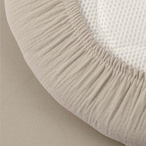 Image of Muslin Bassinet Fitted Sheets 2 Pack, Soft Breathable Cotton Baby Bassinet Mattress Sheet Set, 360 Elastic Snug Fit, Universal for Oval, Rectangle (Green Leaf, Bassinet Sheets 2 Pack)