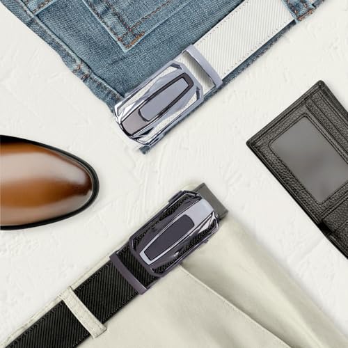 Image of DOOPAI Men's Ratchet Leather Belt Set - 2 Pack Sliding Belt Adjustable For Gift Mens Dress Casual 1 3 /8 inch,Cut for Fit