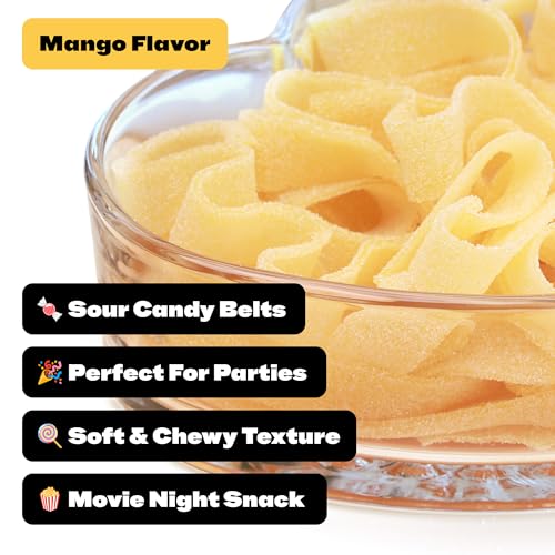 Sour Belts Candy - Mango Candy Sour Strips - 1.3 Lb Sour Candy Bulk - Super Sour Tape Candy - Sour Strips Candy - Peanut Free - Great as Movie Theater Candies for Kids - image 8