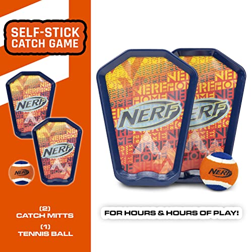 NERF-Toss-and-Catch-Game-with-Paddles-Ball-Tennis-Ball-Catch-Game-with-2-Self-Stick-Paddles-Perfect-Kids-Beach-Toy-Backyard-Game-Set-Includes-2-Sticky-Mitts-Tennis-Ball