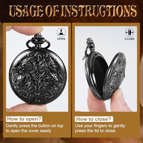 Image of Kabinka DND Dice Set, 7pcs Mini Metal Dice with Pocket Watch Shell, Portable D&D Dic with Necklace, Dungeons and Dragons Dice for RPG(Five-Headed Dragon, Black)