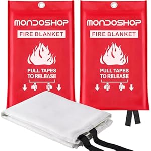 Mondoshop Mantas de emergencia para cocina y hogar, manta ignífuga de emergencia para el hogar, manta ignífuga para campamento, parrilla, automóvil, oficina, almacén, escuela, picnic, chimenea
