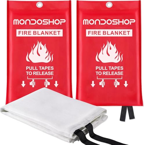 Mondoshop Fire Blankets Emergency for Kitchen Home - Emergency Fire Retardant Blanket for Home...