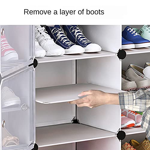 Image of Shoe Rack Multipurpose 5 Shelves Shoe Rack with Zip Door Cover & Side Pockets, Multiuse Wide Shelve,Rack for Footwear, Toys, Clothes (White, 10-Layer)