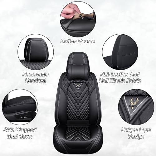 Image of Car Seat Covers for Chevrolet Equinox 2005-2026, Premium Nappa Leather Waterproof & Anti-Slip, Full Coverage Customized fit Chevrolet Equinox Seat Covers Front Set (2 Seats Luxury,Black)