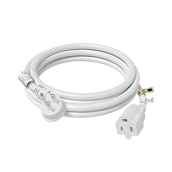 zerkar 6ft Low Profile Wall Outlet Flat Plug Extension Cord 14 AWG White vk77